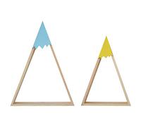 Nacnic Set de 2 étagères murales de style montagnard bleu et jaune. Étagères flottantes au design triangulaire. Étagère murale à suspendre dans les chambres d'enfants et de bébés.