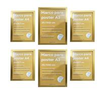 Nacnic - Set de 6 cadres - Bois MDF doré et plexiglas - 2 cadres A3 et 4 cadres A4 - Photographie, Lamines, Décoration murale pour salon, chambre et bureau