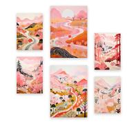 Nacnic Set de 6 Vallée de dessins animés roses Posters. En Imprimés de pépinière. Estampados decorativos estéticos para su sala de estar, dormitorio, hogar Tailles A4 et A3