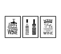 Nacnic Set feuilles de vin Affiches et cave à vin. noir et blanc de vin 2. Taille A3