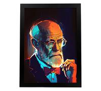 Nacnic Sigmund Freud Affiche en style Portrait en Couleur. Illustrations de dessins animés d'inventeurs et de créateurs célèbres. Design d'intérieur et décoration. A3.