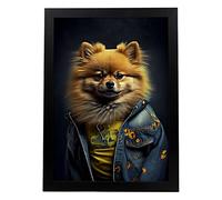 Nacnic Spitz finlandais Affiche dans un style de photographie. Illustrations réalistes d'animaux en vêtements humains. Design d'intérieur et décoration. A4.