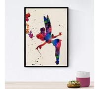 Nacnic Tinkerbell Affiche avec la conception d'aquarelle. Mélanger avec des feuilles de style aquarelle pour la décoration intérieure. format A4