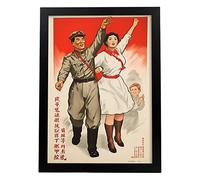 Nacnic titre du produit: affiche de recrutement du parti communiste chinois de style années 1950 A3 Cadre noir
