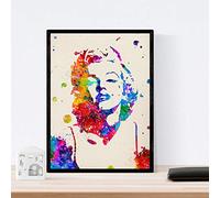 Nacnic Toile encadrée Marilyn Monroe, feuilles décoratives pour mur. Feuilles de style aquarelle. Cadeau créatif pour fille. Avec cadre