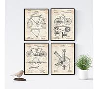 Nacnic Vintage - Pack de 4 feuilles avec cadre avec brevet de vélos 2. Set de Posters avec inventions et brevet anciens. Choisissez la couleur que vous préférez