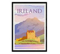 Nacnique Irlande Imprimer. Style vintage. Poster Ville en couleurs. Annonce Irlande Taille A3 avec Marco