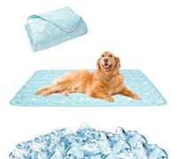 NACOCO Couverture rafraîchissante d'été pour animal de compagnie - 90,9 x 125 cm - Tapis double face pour la maison, l'extérieur, le canapé, le sommeil, lavable, portable, léger (bleu, taille M)