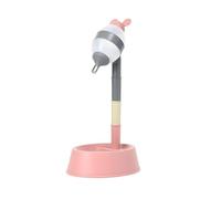 NACOCO Distributeur d'eau sur pied pour animal domestique - Gamelle debout avec mât amovible - Hauteur réglable (oreilles grises-rose)