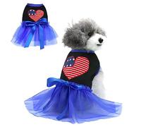 NACOCO Independence Day Costume de princesse pour chien avec motif de dentelle bleue et rouge pour petite et moyenne taille (grand)