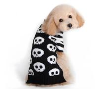 NACOCO pour Animal Domestique Pulls Pull Squelette Tête de Mort Noir Blanc Pull Le Chat Chien Vêtements Pet Vêtements Petit Chiot Pulls, Medium, Noir