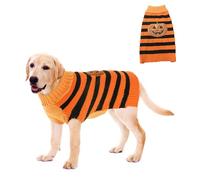 NACOCO Pull d'Halloween en forme de citrouille pour chien et chat - Costume pour animal domestique avec col roulé à paillettes - Chandail tricoté doux pour l'hiver et le chat de petite, moyenne et