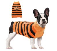 NACOCO Pull d'Halloween en forme de citrouille pour chien et chat - Costume pour animal domestique avec col roulé pailleté - Vêtement tricoté doux pour l'hiver et le chat de petite, moyenne et grande