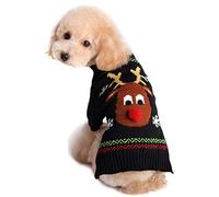 Nacoco Pull Rudolph le renne au nez rouge pour animal de compagnie Vêtement d'hiver pour chat ou chien Vêtement d'automne et d'hiver, XX-Small, noir