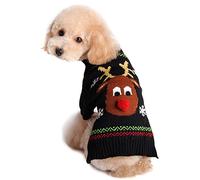 NACOCO Rudolphe Le Renne au Nez Rouge Pull pour Animal Domestique en période de vêtements Cat Pullover Pull Hiver Vêtements Teddy Caniche Automne Hiver Vêtements vêtement pour Chien(Nez Rouge. S)