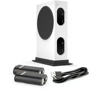 Nacon Double Chargeur pour Manettes Xbox Series X|S & Xbox One + Deux Batteries Rechargeables Haute capacité - Câble USB 1 mètre - Officielle Xbox (Style Series S + 2 Batt. + Cable)