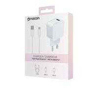 Nacon Adaptateur secteur pour Meta Quest 2 – Chargeur 3A et câble USB‑C 3A 1,2 m – Blanc