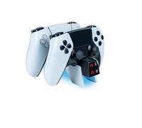 NACON Station de Charge Double PS5 pour Manettes DualSense & Edge - Chargeur Rapide 3H, Éclairage RGB Personnalisable, Minuterie Programmable, Câble USB Inclus