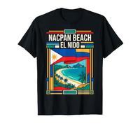 Nacpan Beach El Nido Drapeau Philippines Côte Tropicale Rétro A T-Shirt