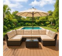 Nacula salon de jardin modulable 6 places en résine tressée marron