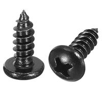 NACX Lot de 250 vis à bois auto-perceuses à tête bombée cruciforme M4 x 12 mm, vis autotaraudeuses en acier au carbone pour cloison sèche, tête champignon cruciforme, vis autotaraudeuses (noir)