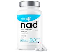 NAD+ Nicotinamide Riboside Chloride 300mg - +3 Mois de Cure - NAD Booster - Anti-Aging & Contre la Fatigue - Fabriqué et Testé en France - 90 Gélules Végétales - Vegan - Hexagon