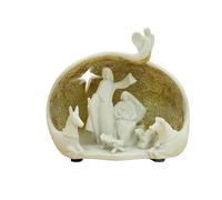 Nadal Figurine décorative - Noël/Portail avec lumière Nº 27 - Couleur Blanc et Or - Fabriquée en résine - Fabriquée en Espagne - Peinte à la Main - Hauteur 18,5 cm - Creaciones
