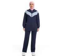 nadamuSun Tenue de Sport Modeste pour Femme - Ensemble 2 Pièces Manches Longues & Pantalon Large - Tissu Respirant(M,Blue)