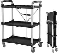 NADCFN Chariot Rangement Chariot de Rangement sur roulettes pour Un Service Rapide et Pliable, XL, capacité de 300 LB, Noir Chariot à roulettes