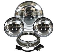 NADCFN Moto Phares Convient pour Harley Touring Electra Glide Road King Softail Night Train Lamp7 phare LED 4.5" feu de croisement antibrouillard Plaque Phare Plaque Avant(WHITE)
