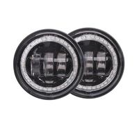 NADCFN Moto Phares Feu de croisement LED pour motos, 4.5 pouces, 4 1/2, 30W, feu antibrouillard, lampe de conduite noire avec Halo Angel Eyes, lampe chromée Plaque Phare Plaque Avant