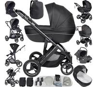 NADDLILY Poussette 4 en 1, Pousette Bebe avec Conception Portable Pliable Un Clic, Pousette 4 en 1 avec Poussée Réversible Bidirectionnelle, Poussette Canne avec Accessoires (H2 Black)