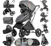 NADDLILY Poussette 4 en 1, Poussette Bebe avec Conception Portable Pliable en Un Clic, Pousette 4 en 1 avec Poussée Réversible Bidirectionnelle, Pousette Canne avec Accessoires (688 Deep Grey)