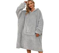 Nadeer Couverture Sweat à Capuche Surdimensionné, Sweat Couverture en Polaire Sherpa Confortable Ultra Doux Pull Gaint Moelleux, Adapté aux Adulte Homme Femme Adolescent, Gris Clair, Taille Unique