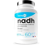 NADH 25mg - +2 Mois de Cure, avec DRcaps™ - Libération Retardée - Absorption Optimale - Énergie Cellulaire & Métabolisme - Fabriqué en France - 60 Gélules Végétales - Vegan - Hexagon