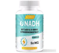 NADH 50 mg, Formule Avancée avec CoQ10, Végétalien, Haute Résistance, Améliore l'énergie Cellulaire, Production d'ATP, Support Antioxydant, 60 Capsules