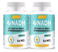 NADH 50 mg, Formule Avancée avec CoQ10, Végétalien, Haute Résistance, Améliore l'énergie Cellulaire, Production d'ATP, Support Antioxydant, 60 Capsules