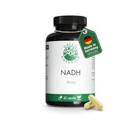 NADH 50mg - 60 Capsules - De fabrication allemande - 100% Végétalien & Sans Additifs - Réserve pour 2 mois - Green Naturals®