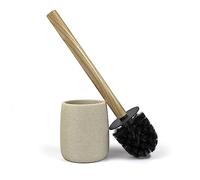 Nadi Collection | Brosse WC WC WC | Forest | Résine et bois bambou | Brosse noire amovible | 10,5 cm ø x 36 cm de haut (Beige)