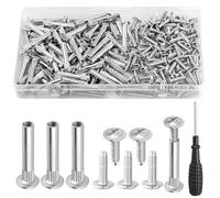 Nadinsta 160 Pièces M4 Vis Assemblage Meuble, Épaisseur Du Bois 31-40mm Vis d'Assemblage, Φ5 Vis Relieuse, Vis De Connexion Acier Nickelé Pour Poignées De Porte, Meubles, Panneaux En Bois, Armoires