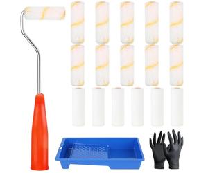 Nadinsta 22 Pièces Petits Rouleaux Peinture avec Manche, 10cm De Long Kit Peinture Bac à Peinture,Muraux en Rouleaux, Mini Rouleaux Laqueur Rouleaux en Mousse pour Murs Et Plafonds