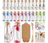 Nadinsta 49 Pcs Petite Fiole en Verre avec Bouchon, 20ml Mini Bouteilles en Verre, Fiole de souhaits, Contenant Dragées Bouteille pour DIY, Mariage, Fête(1 corde 10m + 24 Kraftpapier)