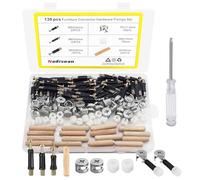 Nadisean 130 Pcs Connecteurs de Meubles Excentriques, Connecteurs D'armoire, Comprend D'insertion de M6x40/35/32 mm, Écrous en Plastique, Raccords de Came, Chevilles en Bois pour Placard Armoires