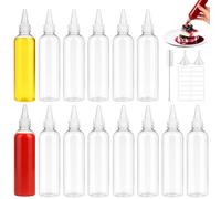 Nadisean 14 Pièces 120ml Bouteilles Flacons Souples Plastique, 4oz Bouteille Sauce Réutilisable, Recipient Sauce, Squeeze Bouteilles avec Couvercle en Silicone, pour Huile, Peintures, Liquides