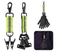 Nadisean 2 Pcs Double Pince Gants de Travail, Vert Double Glove Clip Pompier en Métal, Porte-Gant Pompier Réfléchissant Avec Mousqueton, Pour accrocher des Gants, des Serviettes, des Casques