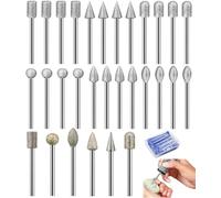 Nadisean 26 Pièces Fraises Diamantées 6mm, 80/150 Grains Fraises Diamant avec Tige 1/8'Compatible,Boîte de conservation, pour Gravure, Meulage, Pierres, Bijoux, Verre, Céramique, Sculpture