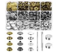 Nadisean 300 PièCes Boutons Pression en MéTal, 3 Couleurs Bouton Pression Metal, 15mm Pressions Couture, Bouton Pression Sans Couture pour VêTements en Cuir, Vestes, Jeans, VêTement Bricolage