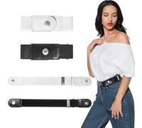 Nadisean 4 Pièces Côté Ceinture sans Boucle Femme Homme, Ceinture Latérale Sans Boucle, Invisible Belt Élastique Femme, Unisexe Réglable Dégagement Rapide ceinture pour Jeans Pantalon (Noir/Bleu)