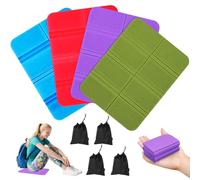 Nadisean 4 Pièces Coussins d'assise d'extérieur Pliables, 4 Couleurs Mini Tapis de Sol Camping Isolant, Coussins de Siège Pliable Portable avec 4 Sac de Transport, pour Camping, Randonnée, Extérieur