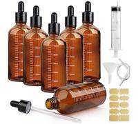 Nadisean 6 Pcs 100ml Flacon Pipette en Verre avec échelle, Diplômé Flacon Verre Ambré, facon Compte Gouttes Huile Essentielle Vide avec Entonnoir pour Huile Massage Parfum